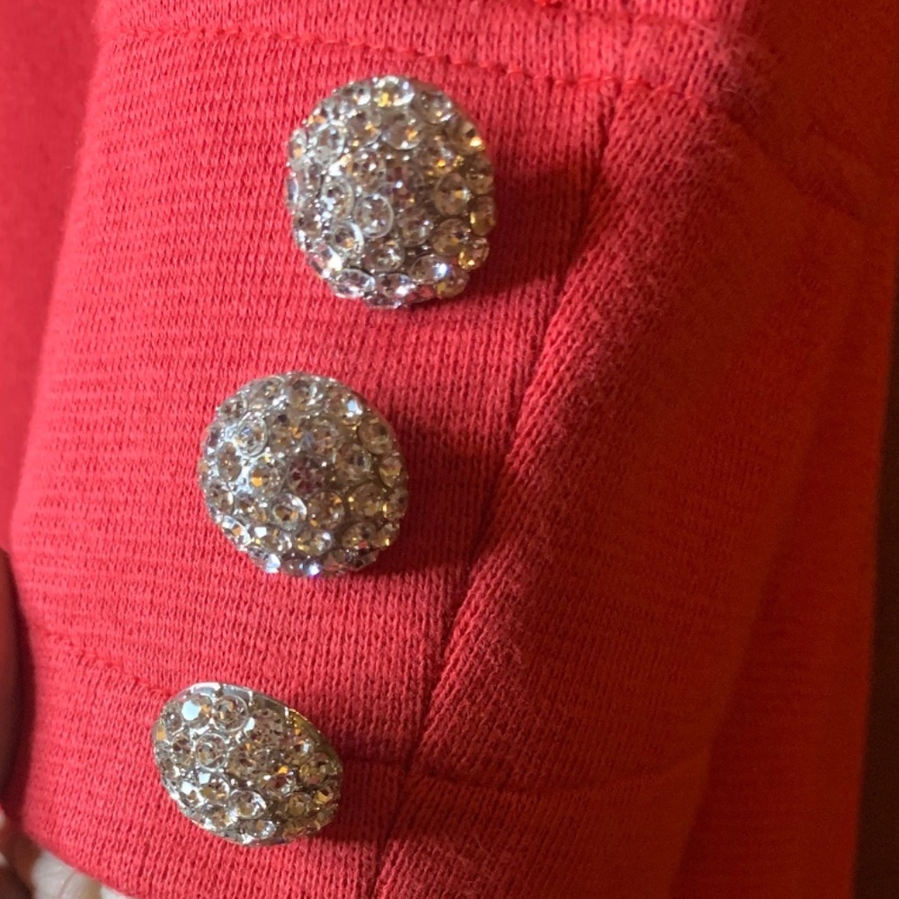 INC INTERNATIONAL CONCEPTS RED DRESS COAT WITH RHINESTONE BUTTONS ON CUFF SZ XL